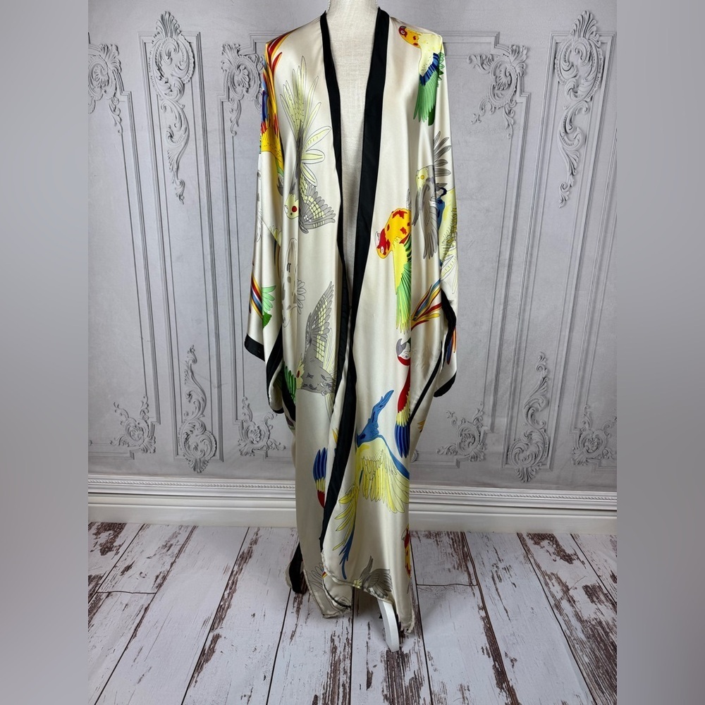 Elegant Multicolor Kimono Kaftan Lounging Duster Robe - Picture 6 of 15